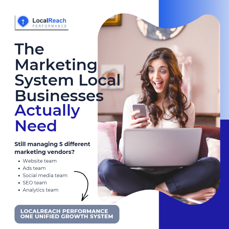 LocalReach Performance Facebook ad: Stop Juggling Vendors