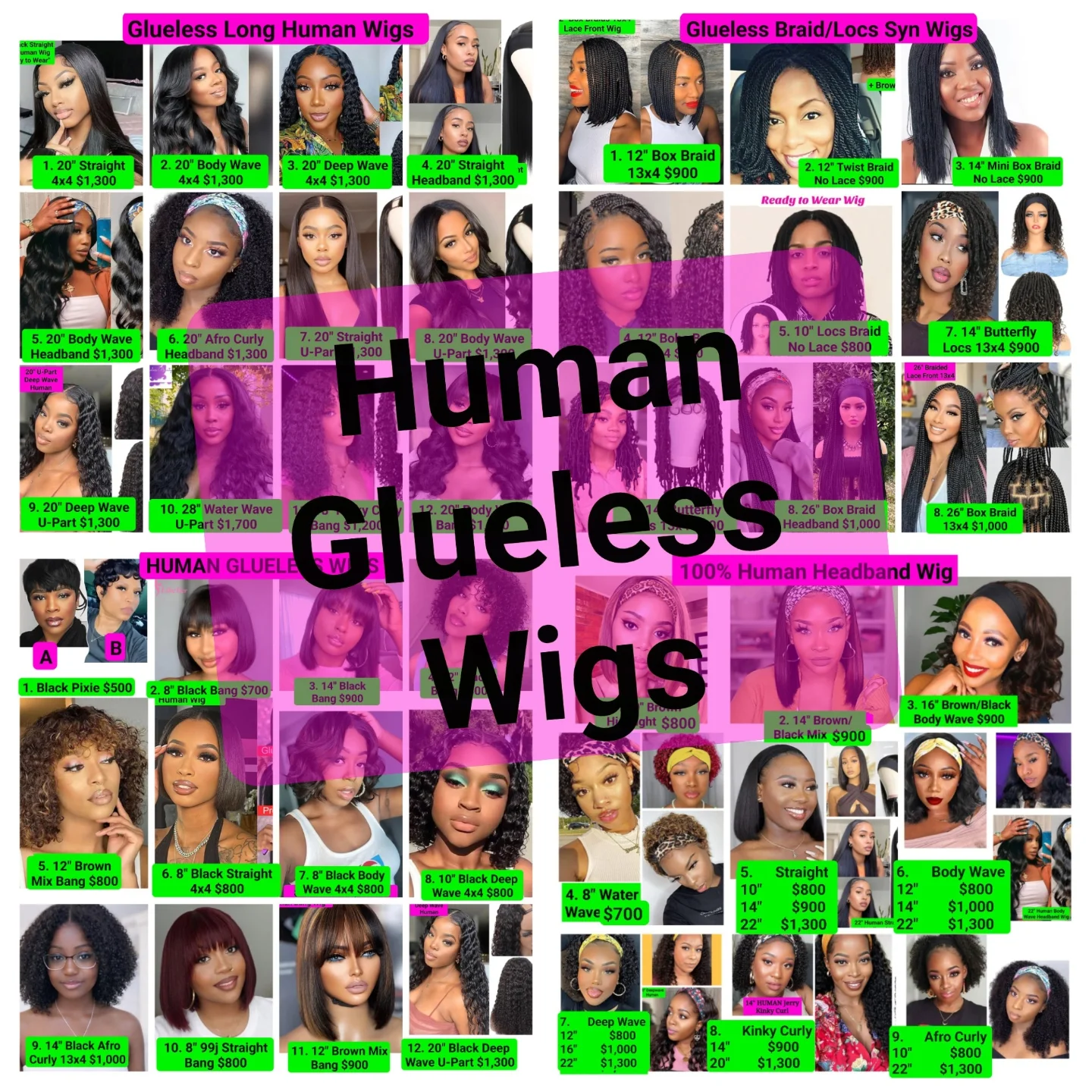 Glueless Beauty Facebook ad: Glueless HUMAN Wigs