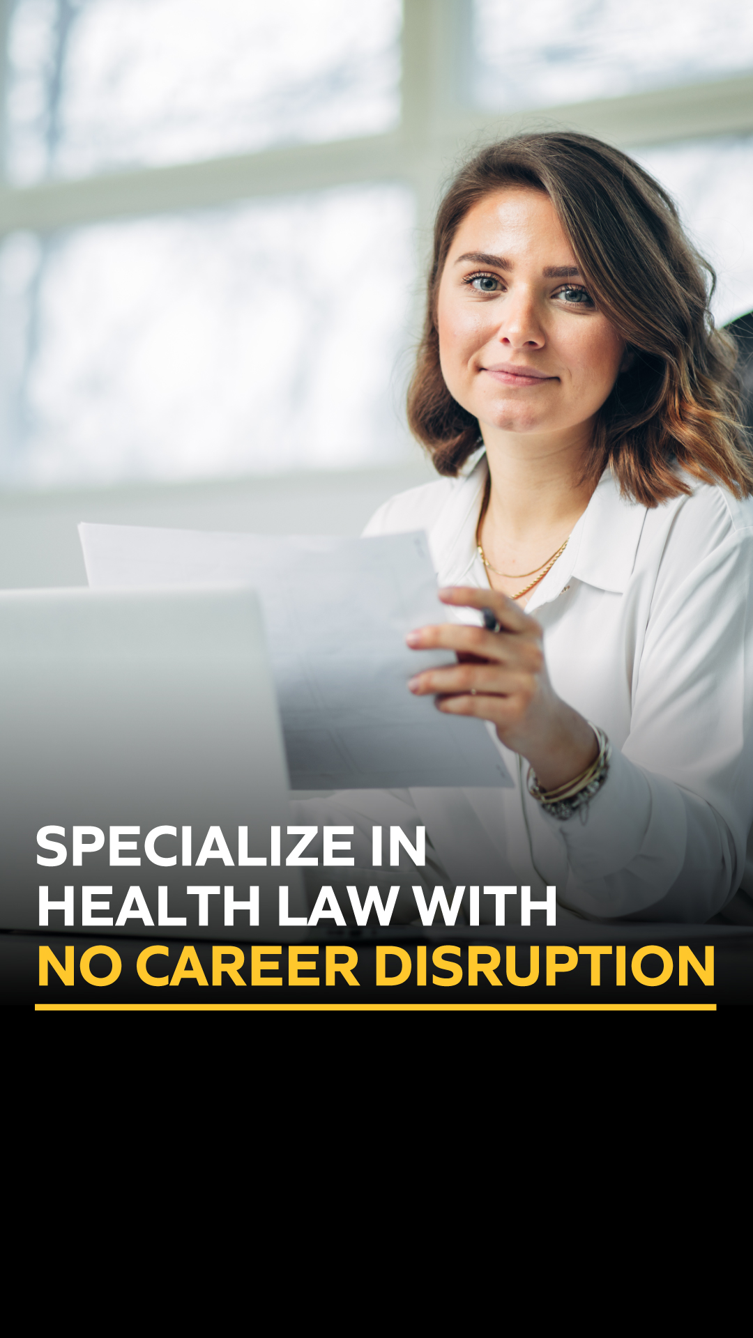 Hofstra Law Facebook ad: Advance your legal career in health law without pausing…