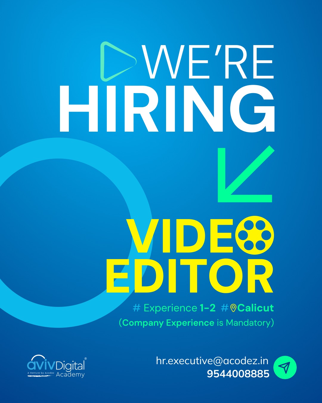 Acodez Careers Facebook ad: We’re Hiring: Video Editor!