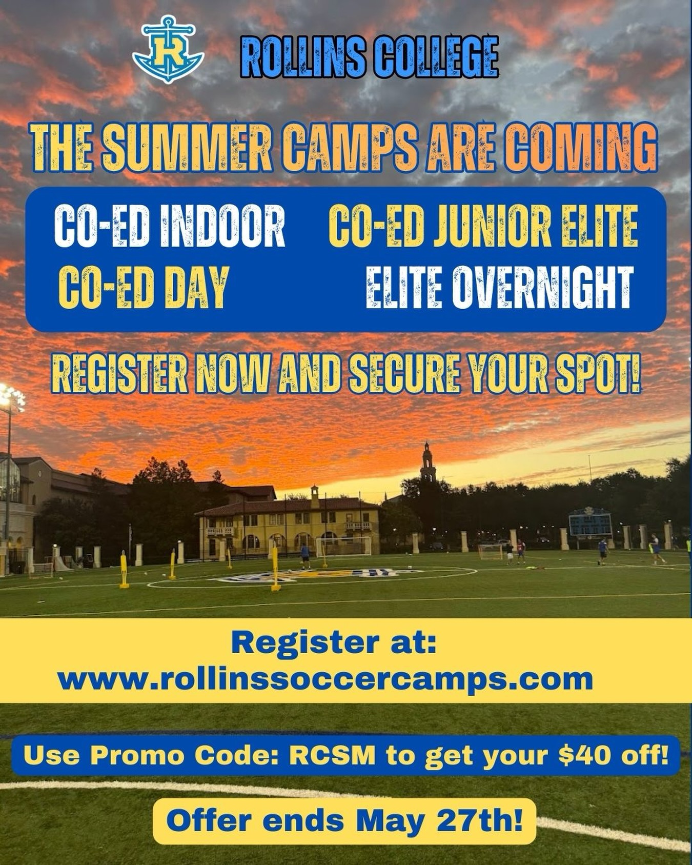 Rollins College Men's Soccer Facebook ad: Rollins Summer Camps!