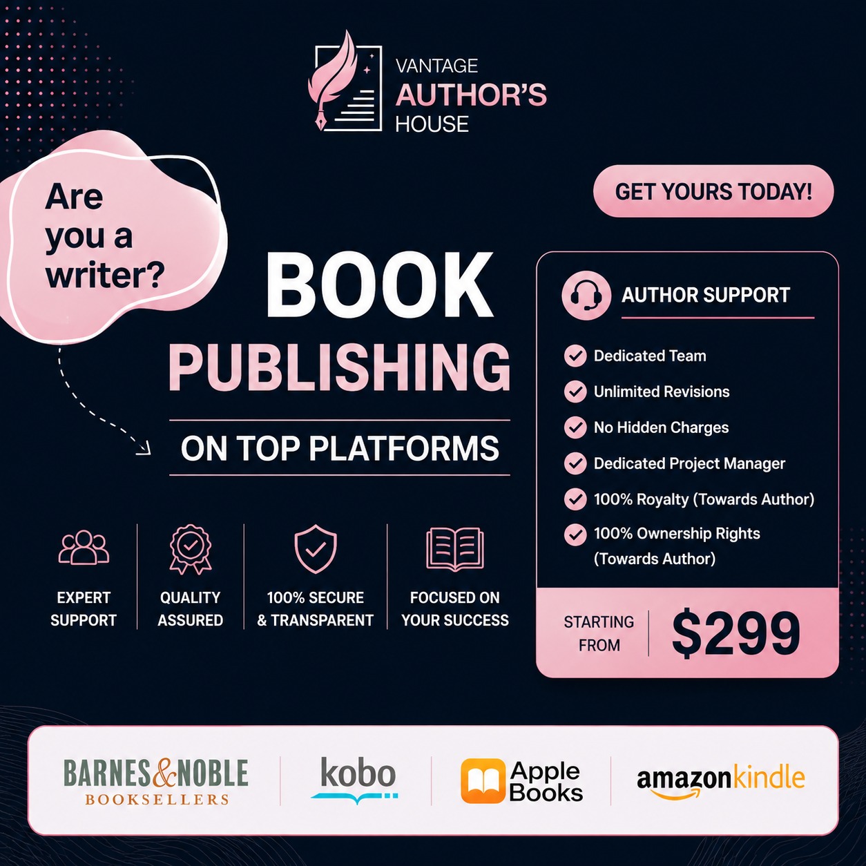 Vantage Author's House Facebook ad: 𝐑𝐞𝐚𝐝𝐲 𝐭𝐨 𝐏𝐮𝐛𝐥𝐢𝐬𝐡 𝐘𝐨𝐮𝐫 𝐞𝐁𝐨𝐨𝐤 𝐢𝐧…