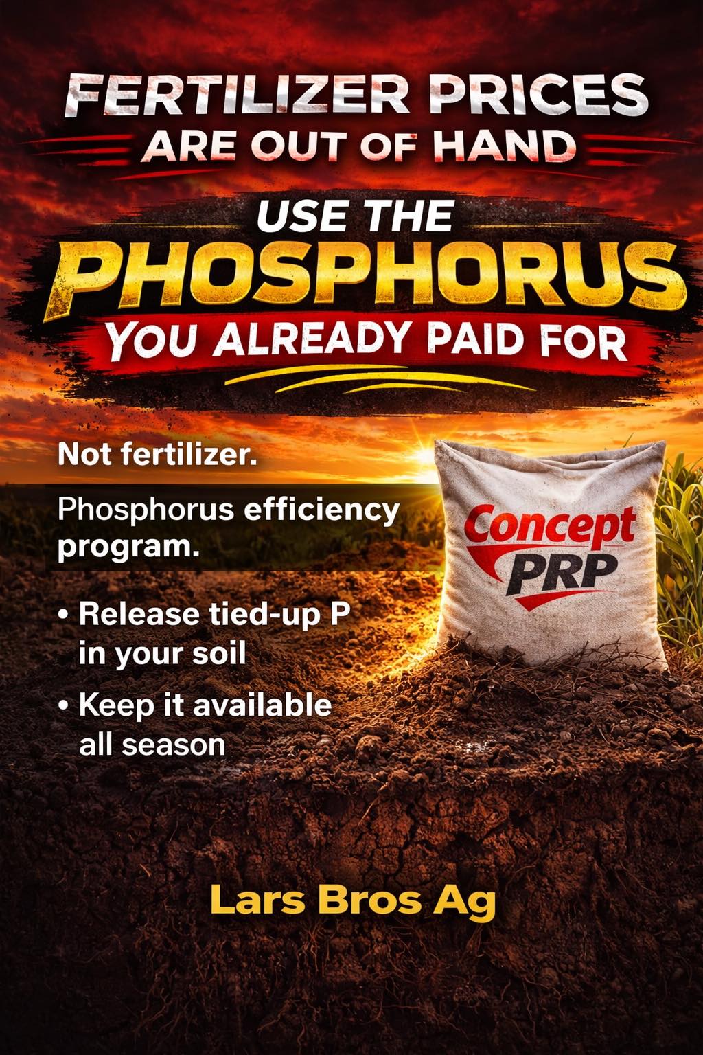 Lars Bros Ag, LLC Facebook ad: Fertilizer prices are out of hand.