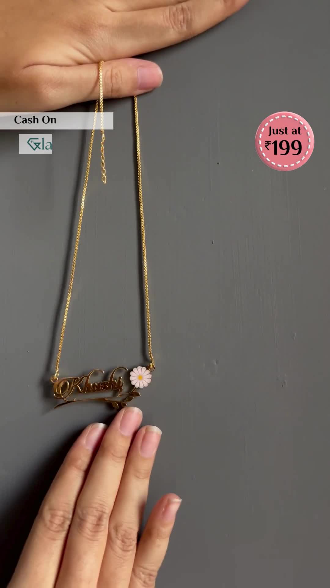 Glamorizee Facebook ad: Name Jewellery only Rs 199/-