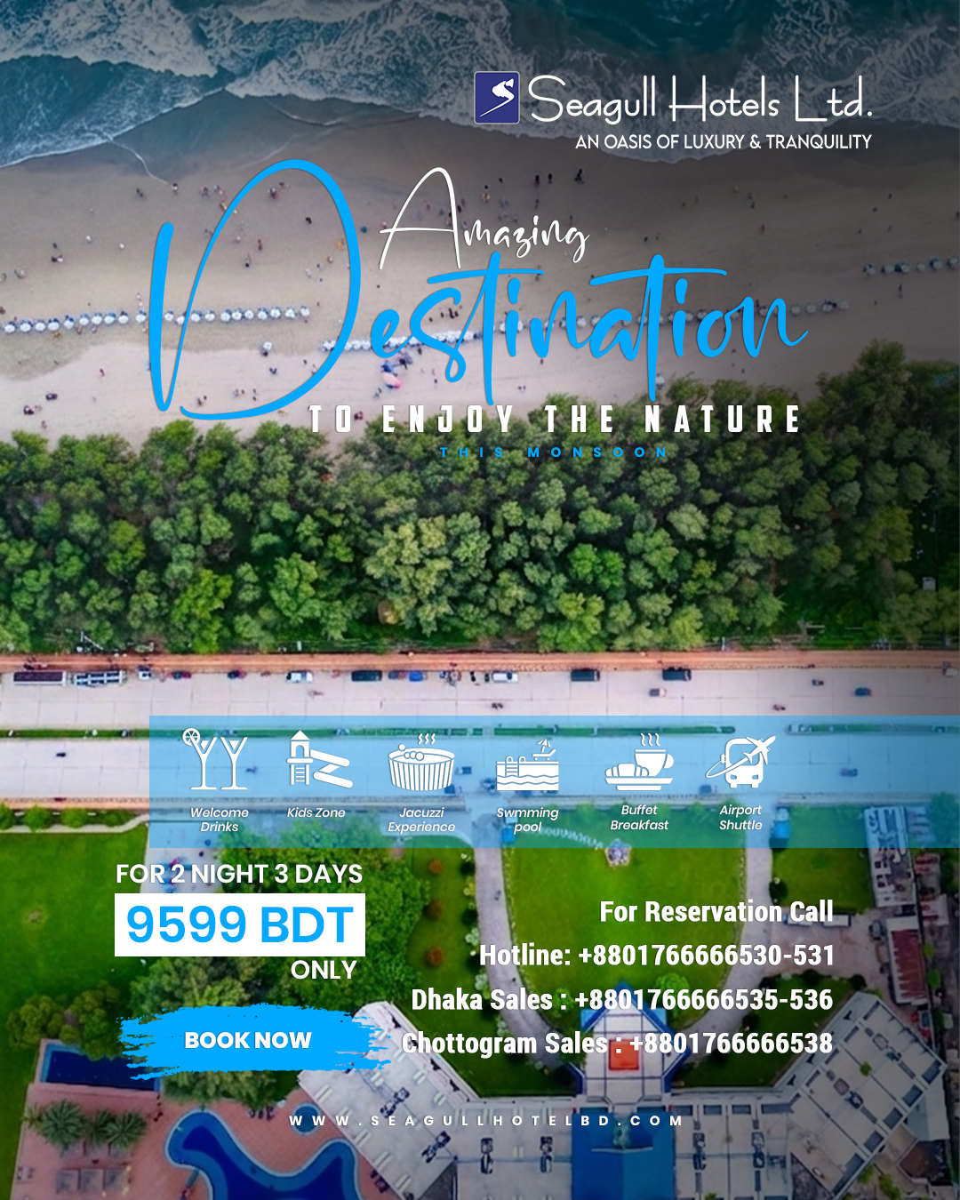 Seagull Hotel, Cox's Bazar Facebook ad: Discover Nature's Most Beautiful Season at Cox's Bazar