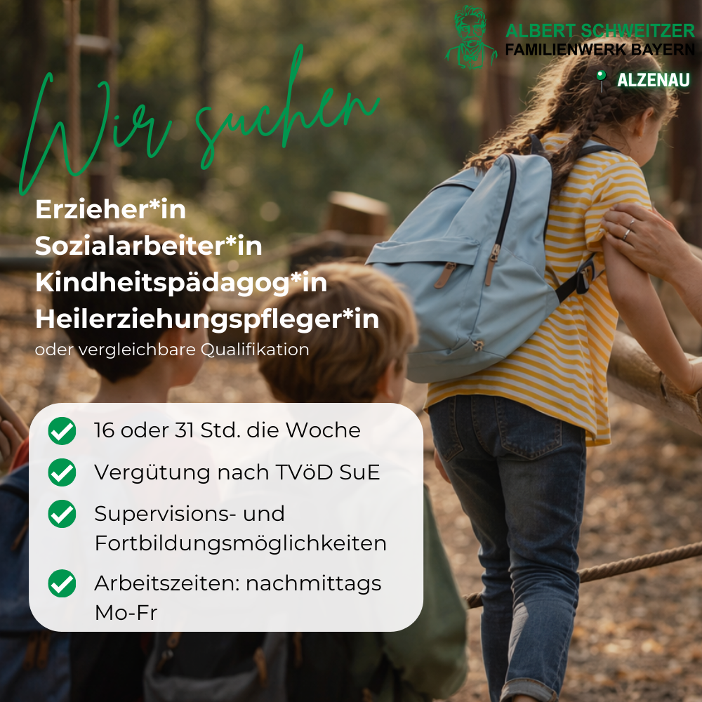 Albert-Schweitzer-Familienwerk Bayern Facebook ad: 16-31 Std./Woche