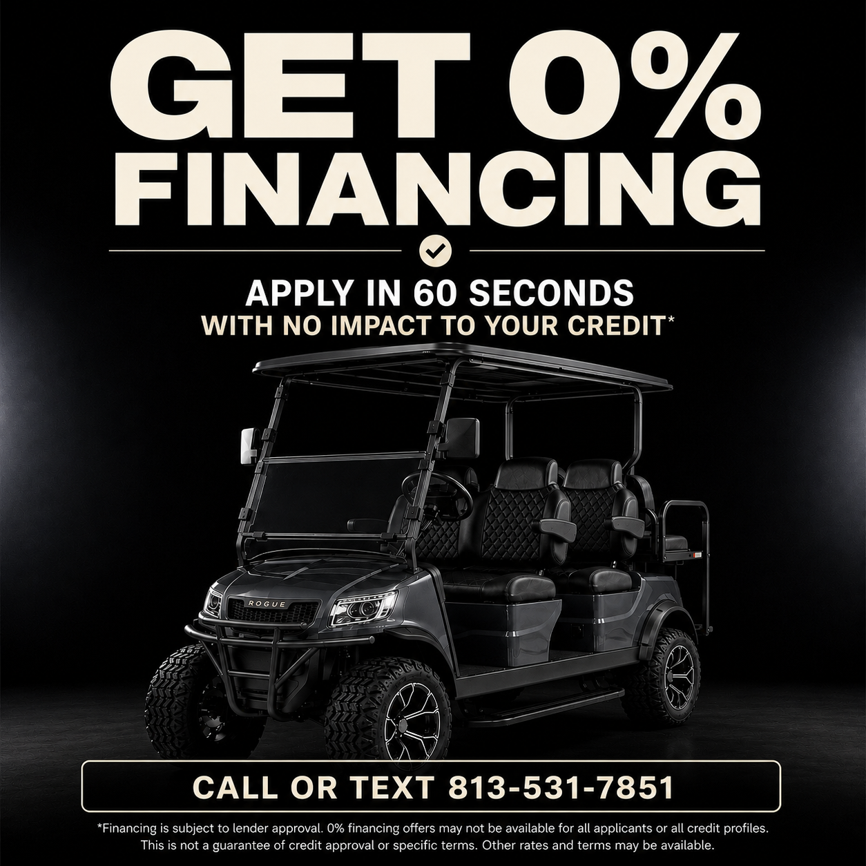 EMOTO Supply Co. Facebook ad: Flexible Financing on ROGUE Carts