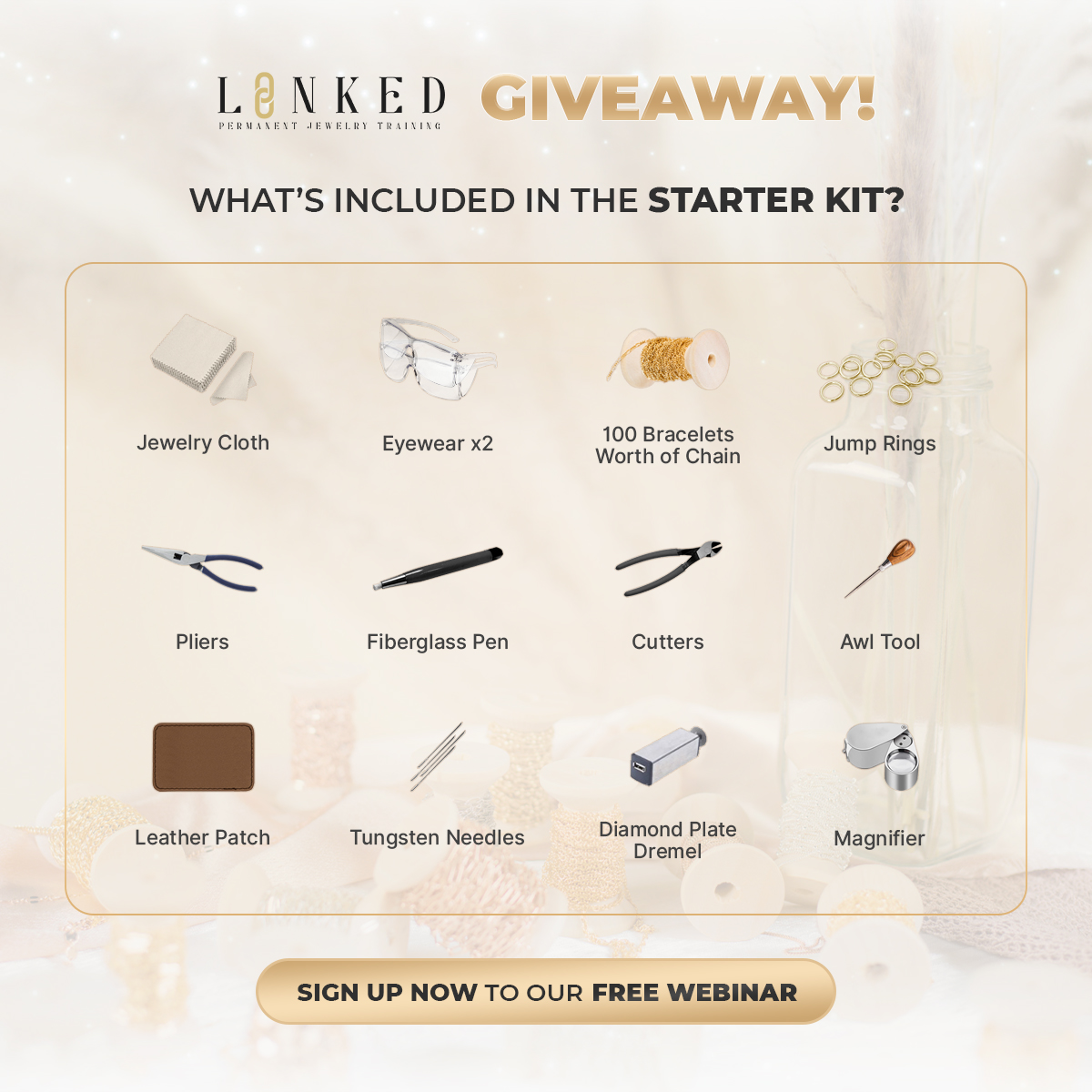 Linked Permanent Jewelry Training Facebook ad