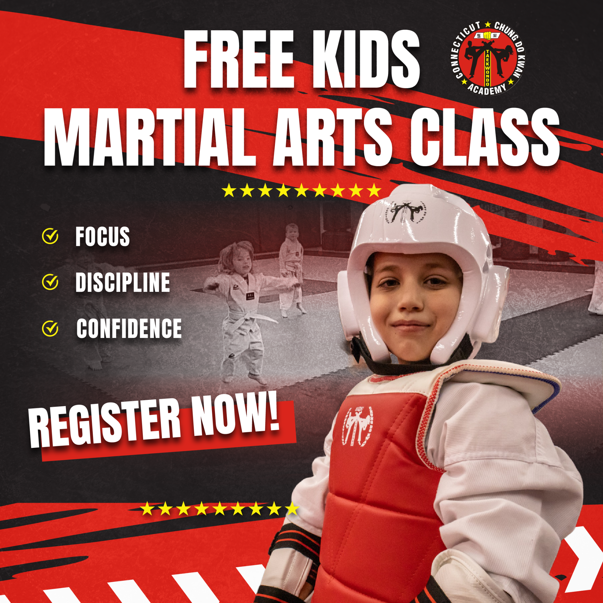 CT Chung Do Kwan Academy Facebook ad: FREE KIDS INTRO CLASS!