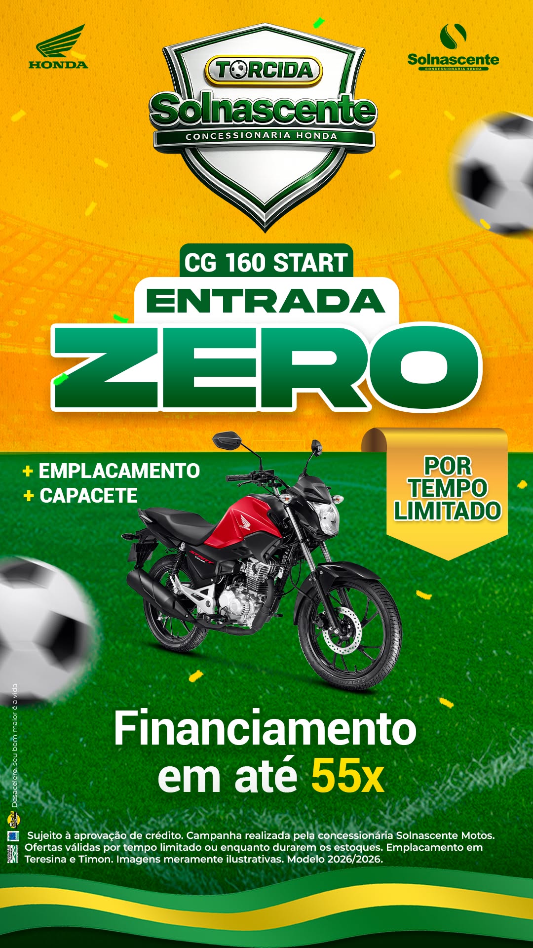Solnascente Motos Honda Facebook ad: CG 160 Start com Entrada Zero, Só na Solnascente