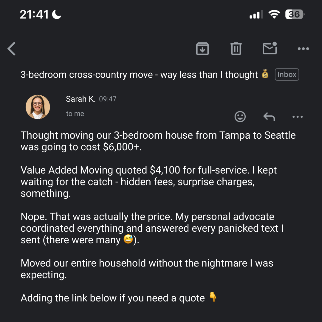 Value Added Moving Facebook ad