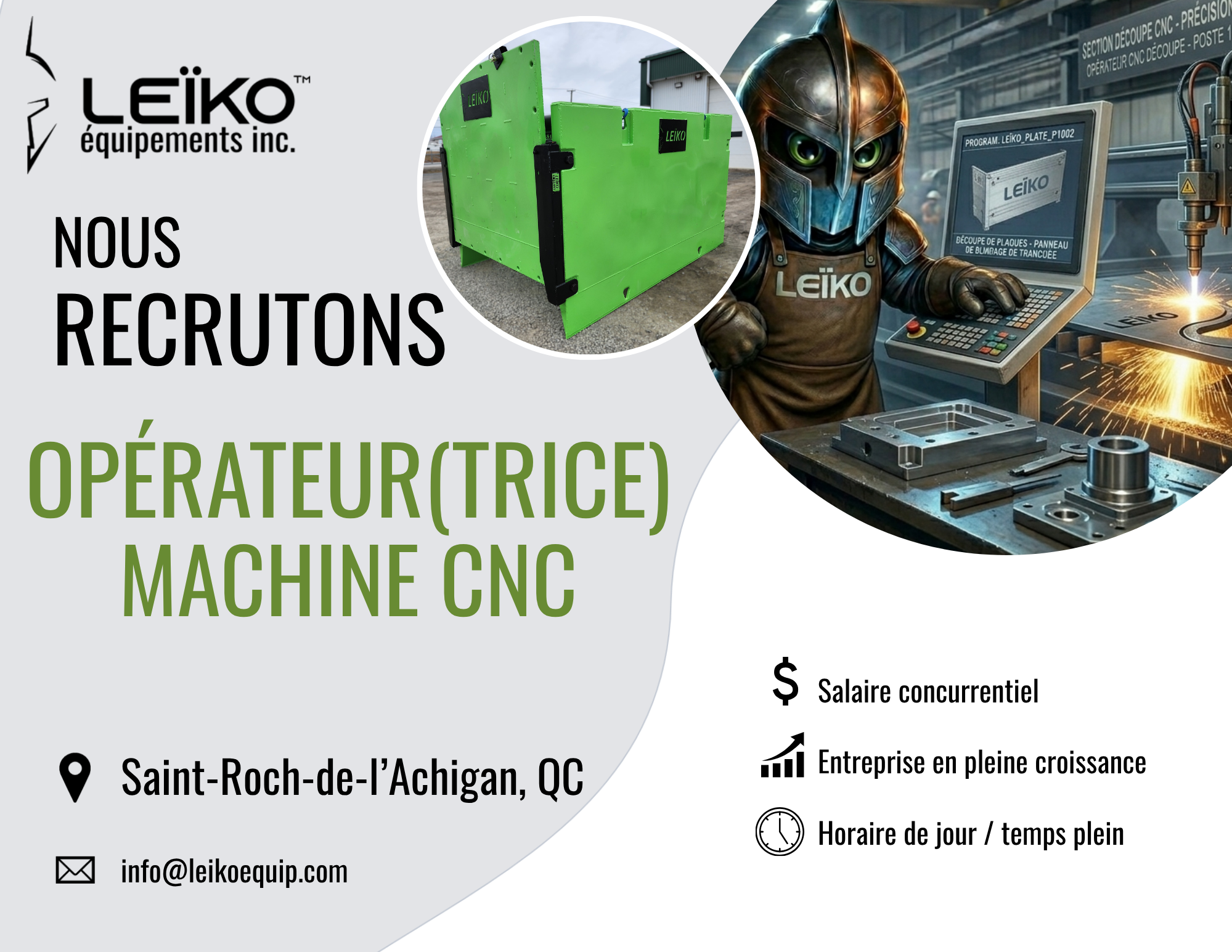 Équipements Leïko Facebook ad: Opérateur(trice) CNC