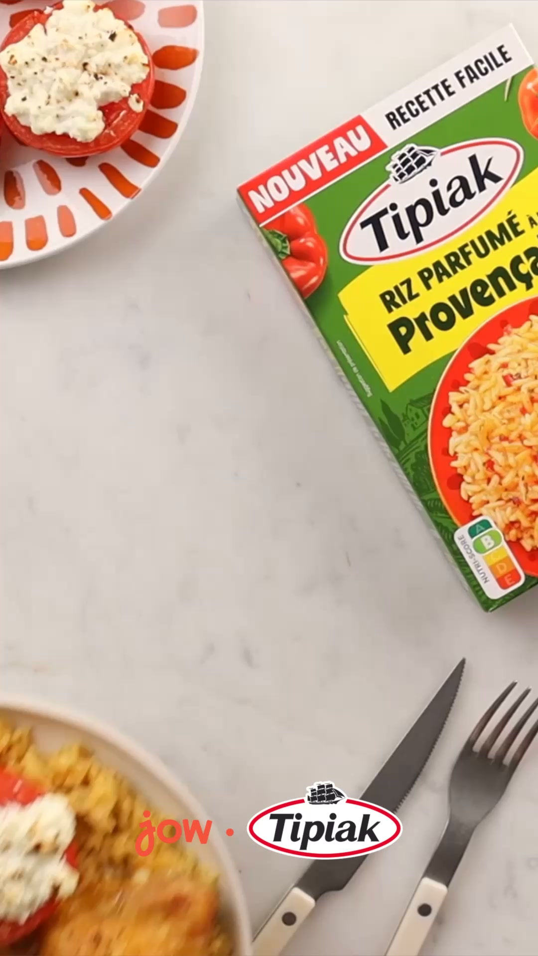 Jow Facebook ad: La recette des Cuisses de poulet, tomates rôties & riz