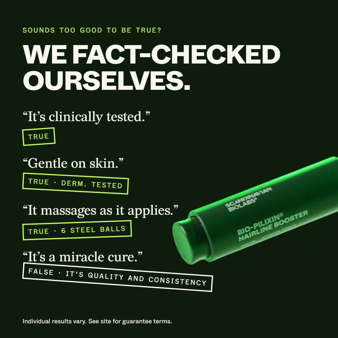 Scandinavian Biolabs Facebook ad: 93% see less shedding