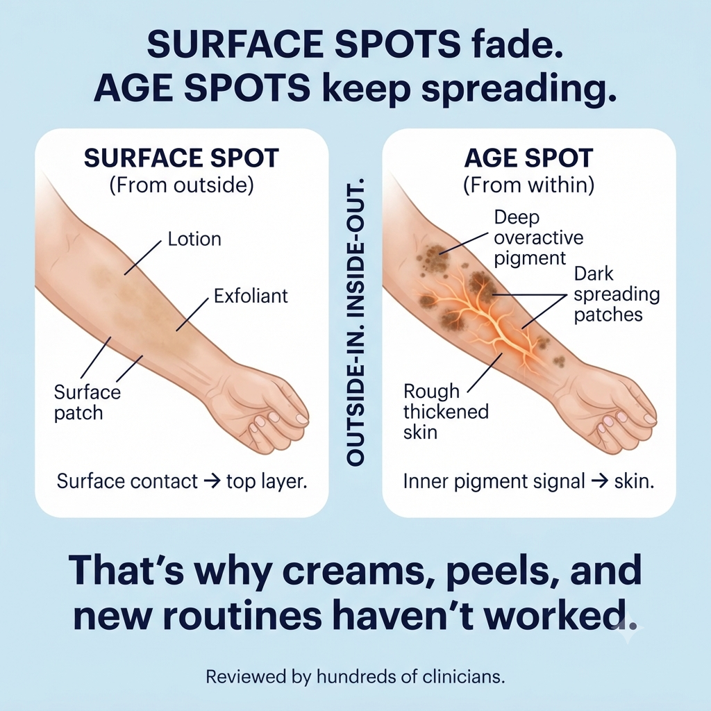 Age Spot Reset Facebook ad: I've Had These Age Spots for 3 Years. Four Dermatologists…