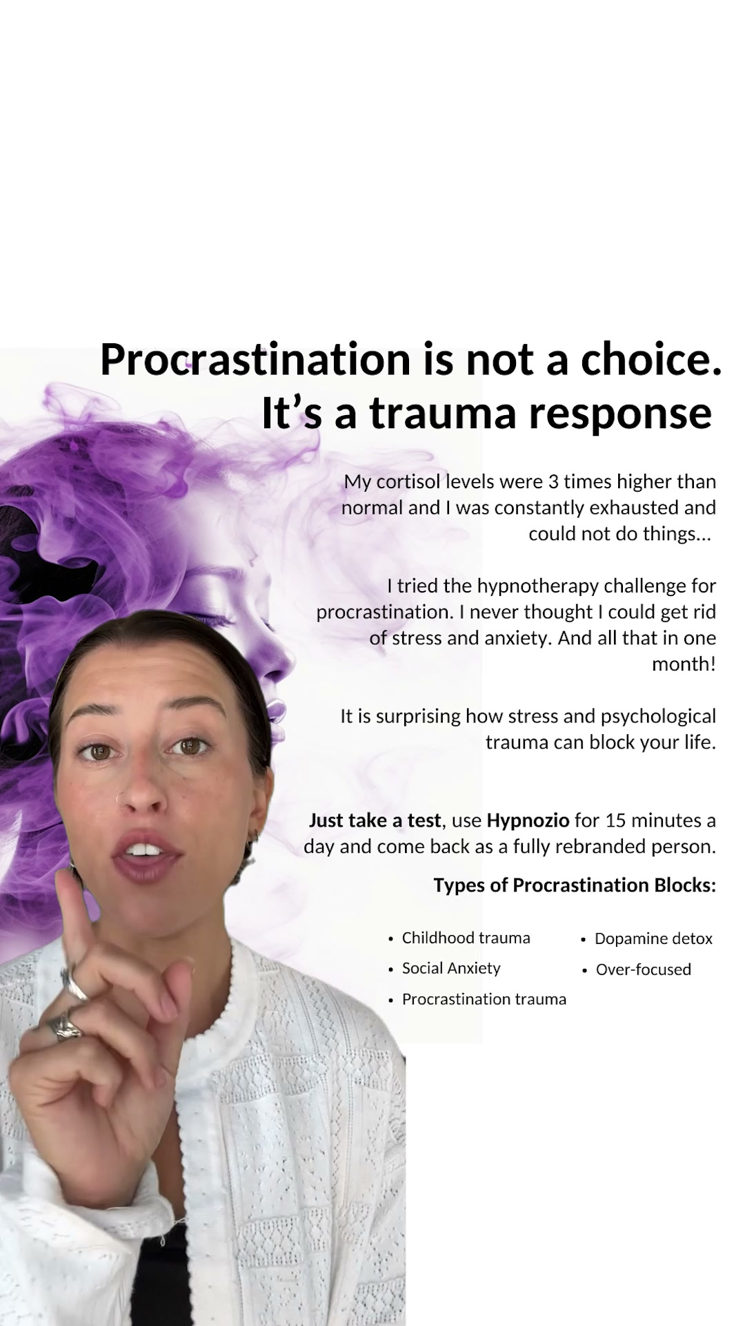 Hypnozio: power of hypnotherapy Facebook ad: Join Hypnotherapy Course To Beat Procrastination