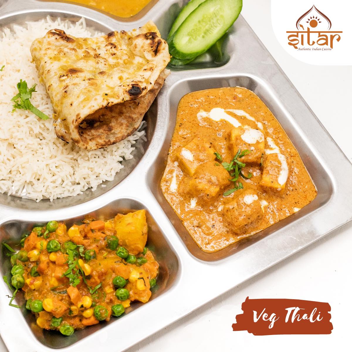 Sitar Restaurant Mauritius Facebook ad: Our Veg Thali is a perfect medley of…