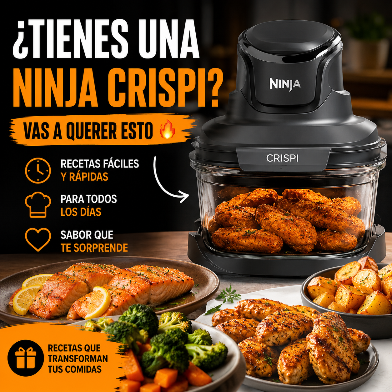 Bien Estar Salud Facebook ad: ¿Solo haces pollo y papas en tu Ninja Crispi?