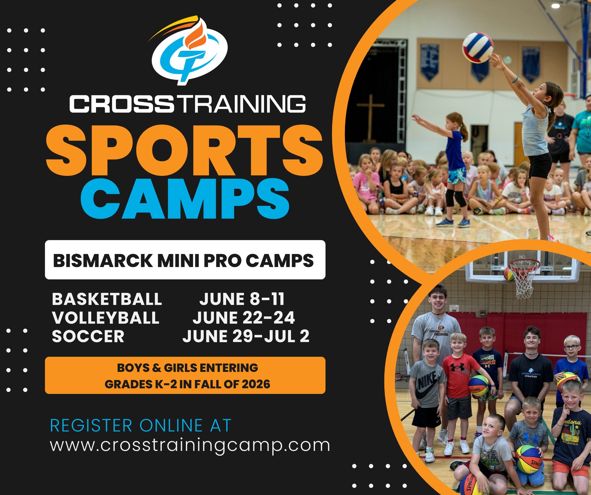 Cross Training Facebook ad: Sports Camps for Grades K-2 are still open…