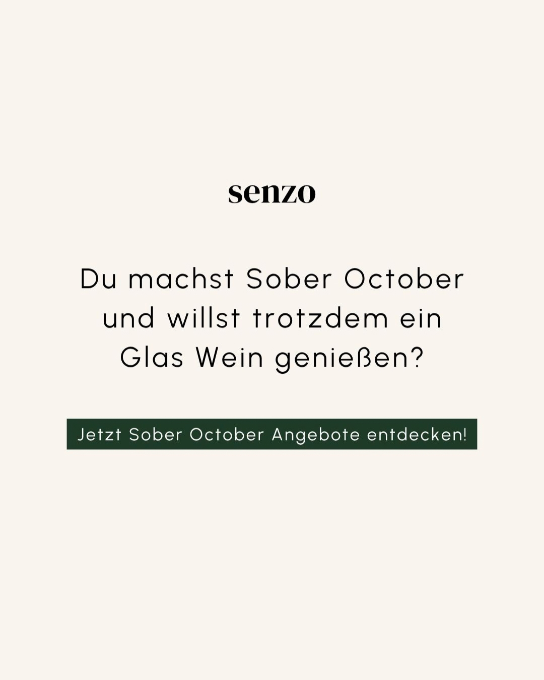Senzo Facebook ad: 100% Wein, 0,0% Alkohol