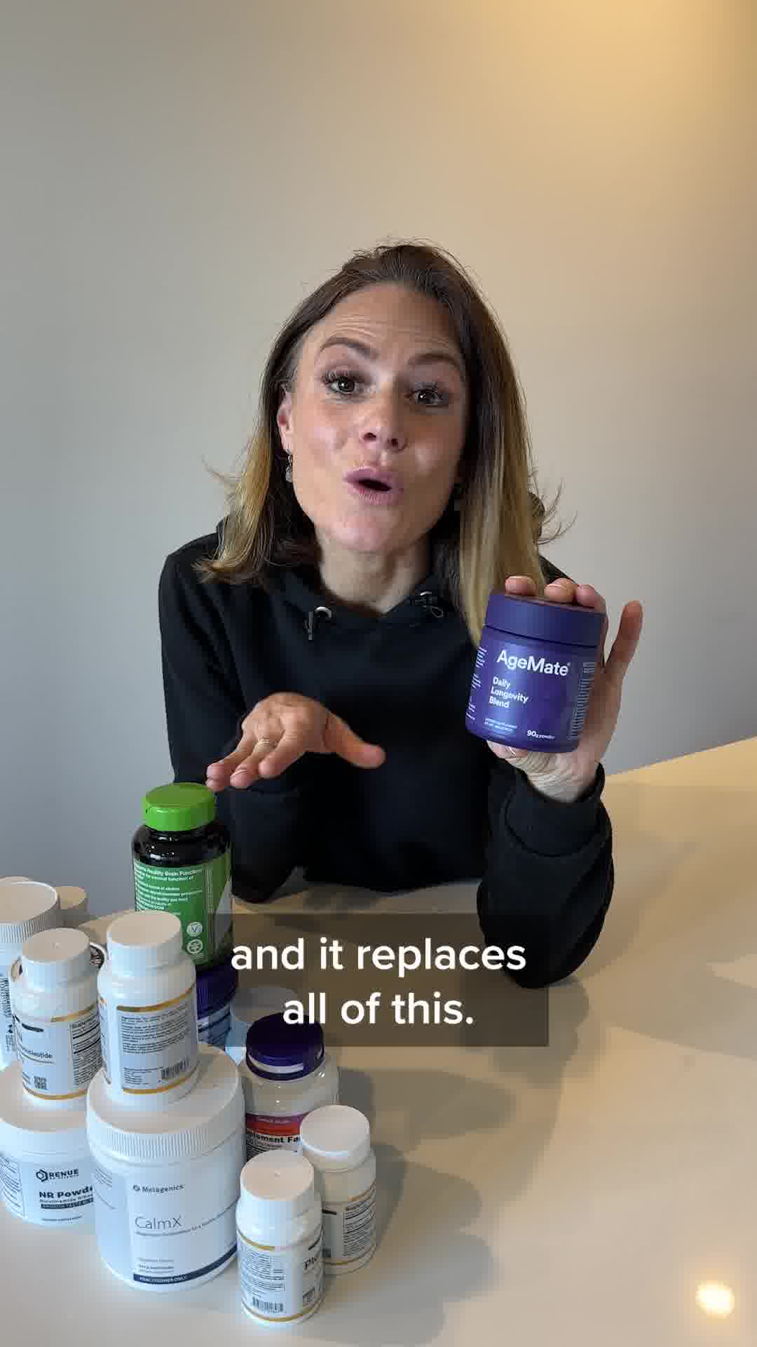 AgeMate Facebook ad: One Scoop = 18 Longevity Ingredients