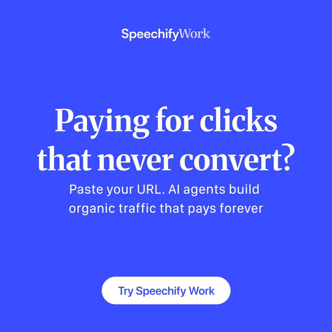 Speechify Work Facebook ad