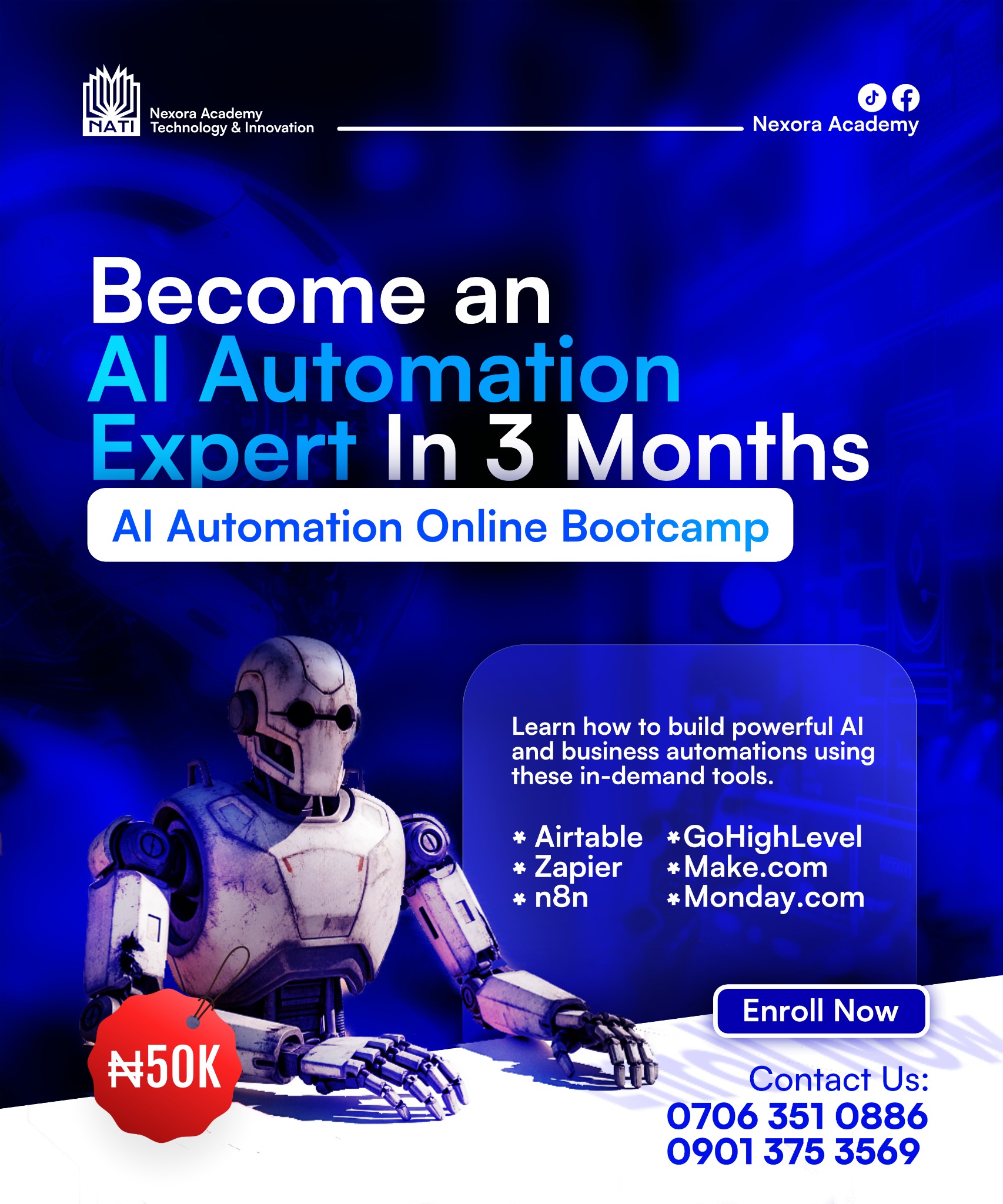 Nexora Academy Of Technology & Innovation Facebook ad: Learn How to Automate Businesses