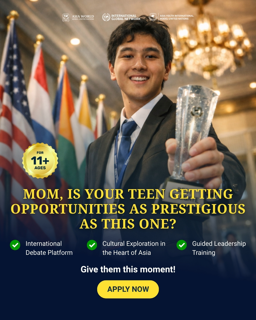 Asia Youth International MUN Facebook ad from Mar 30, 2026