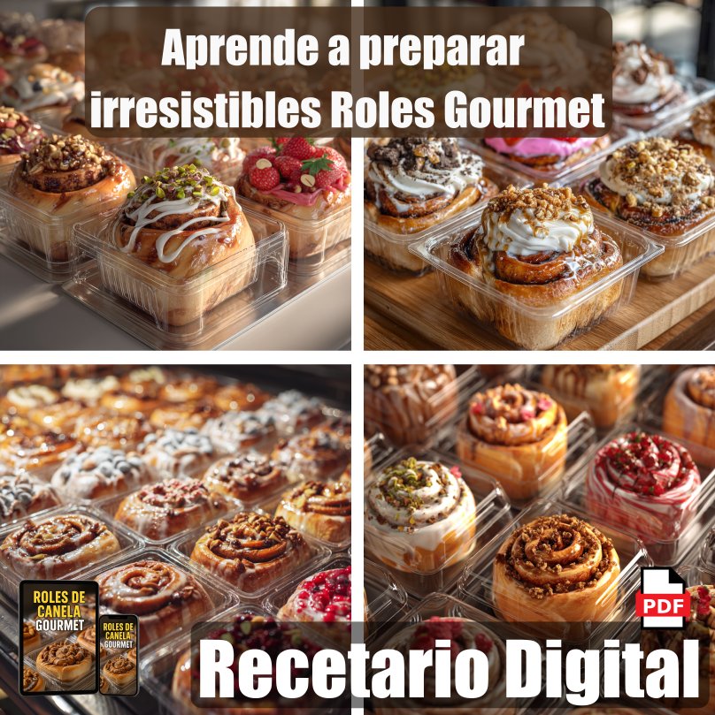 Pasión por la Cocina Facebook ad: Recetario de Roles de Canela Gourmet en formato…