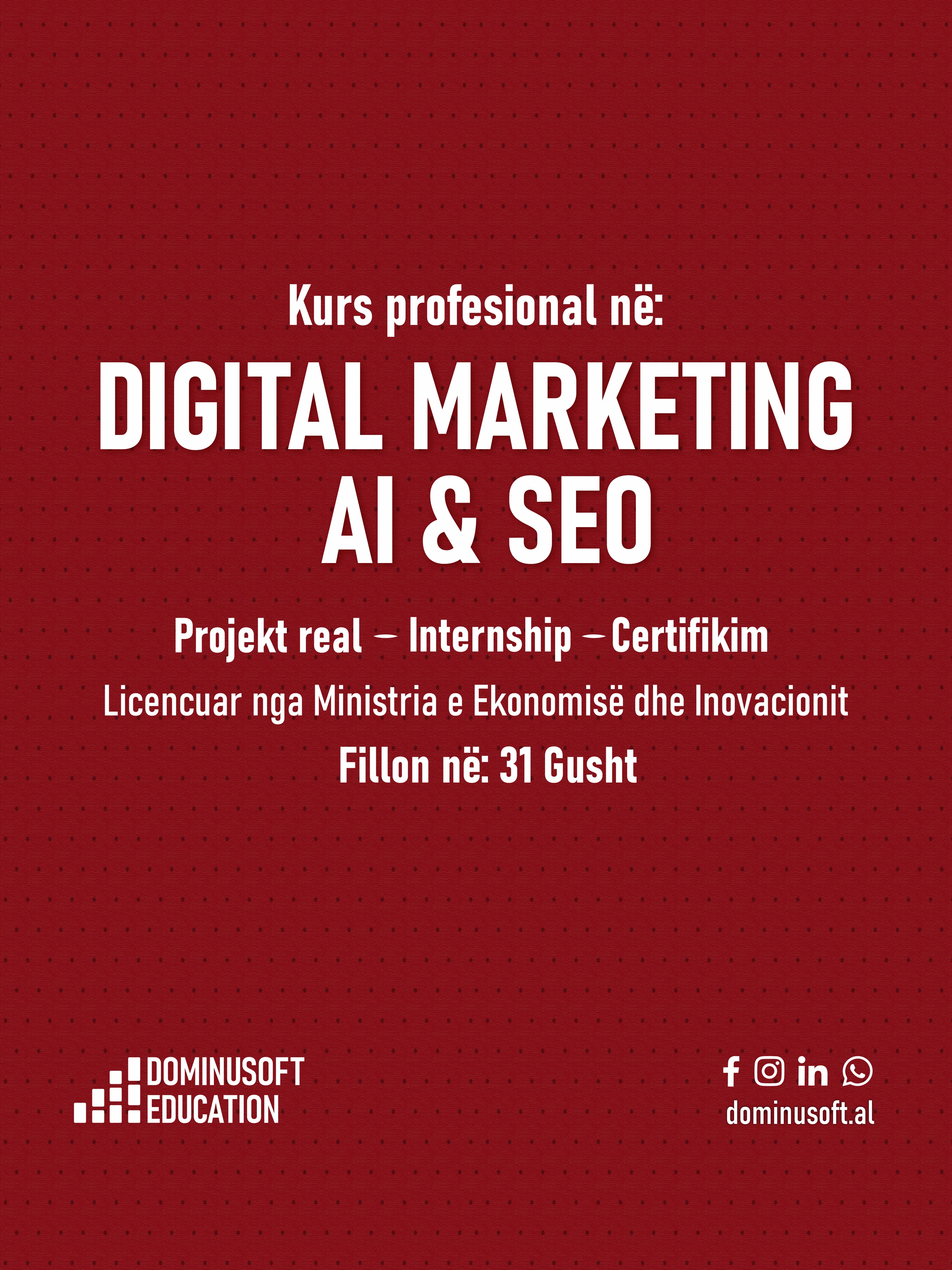 Dominusoft Education Facebook ad: Digital Marketing & SEO - Ndërto aftësi që…