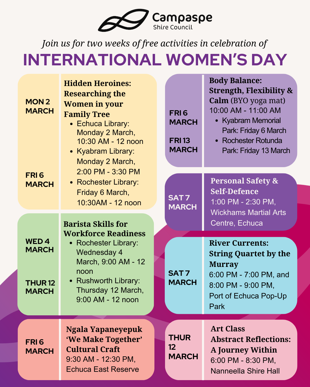 Campaspe Shire Council Facebook ad: We are excited to celebrate International Women’s Day…