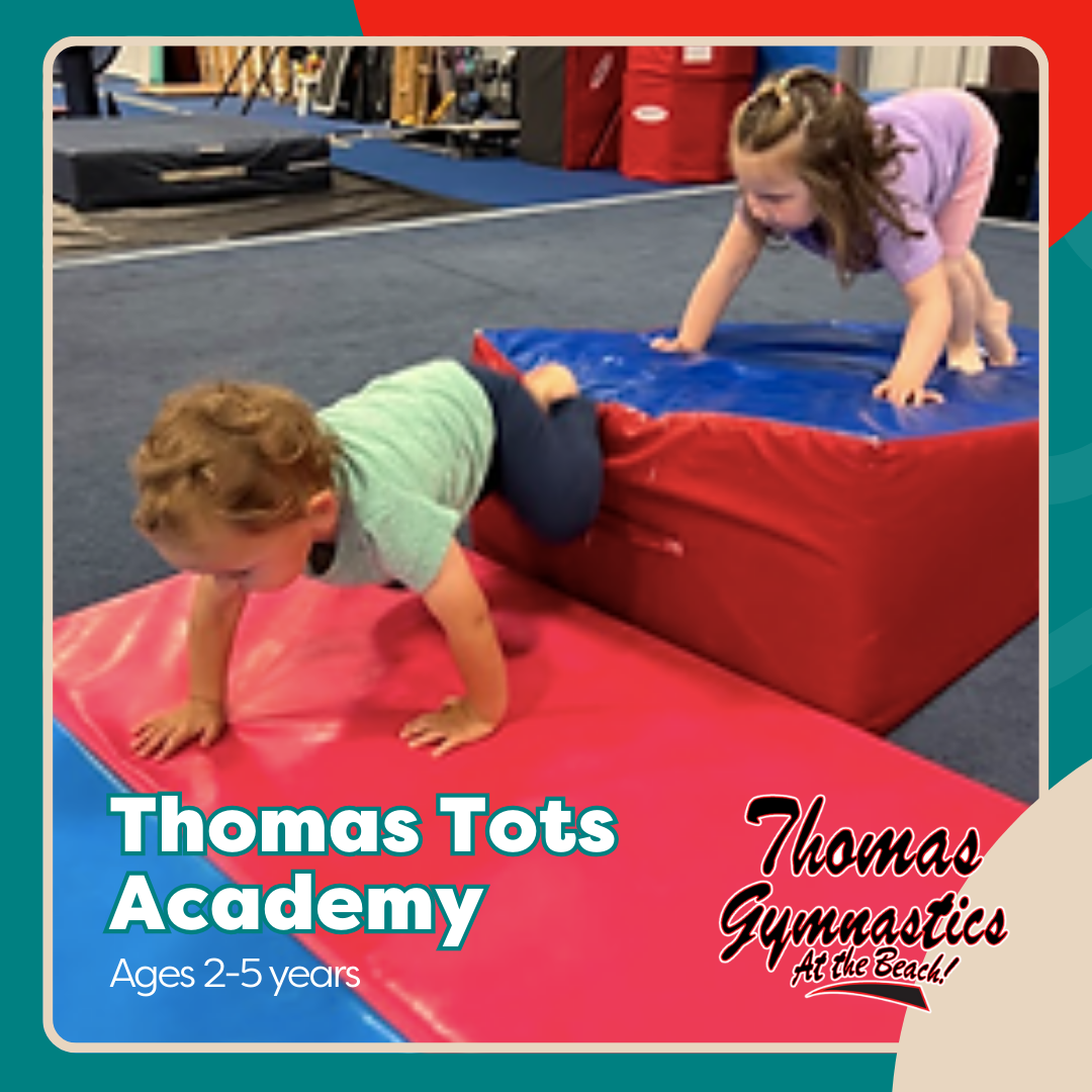 Thomas Gymnastics at the Beach Facebook ad: Your kids will LOVE our gymnastics, Ninja Warrior…