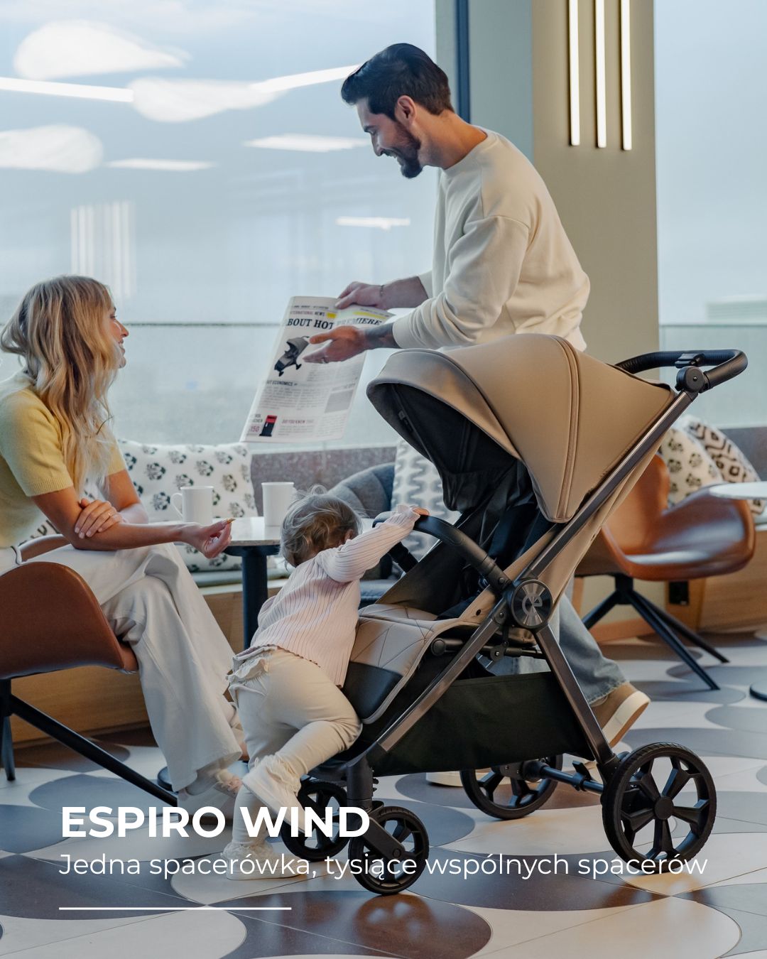 ESPIRO Facebook ad: Poznaj Espiro Wind, spacerówkę lekką jak wiatr.