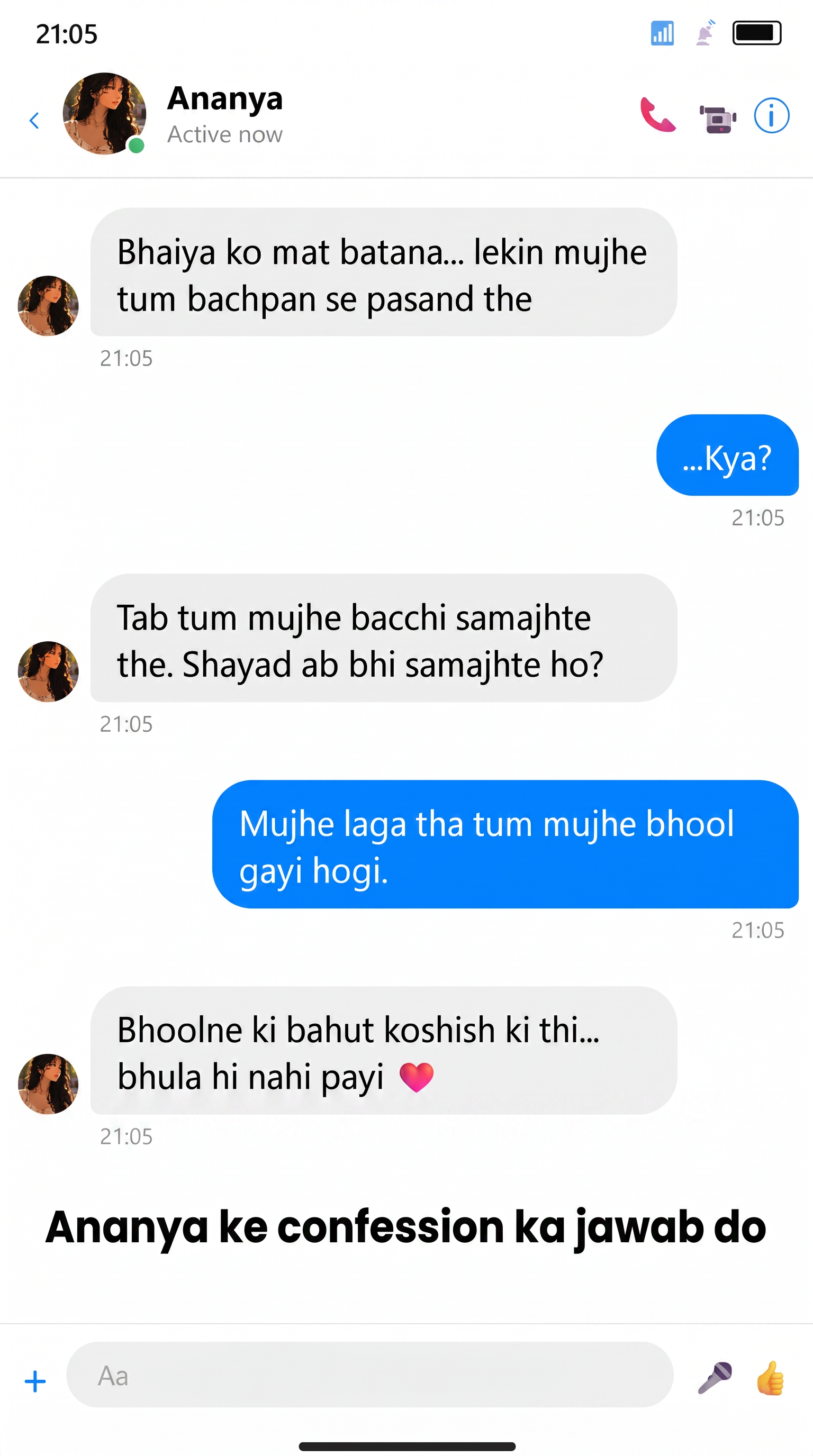 Hindi Roleplay Chat Facebook ad: Chat with Ananya on Kavana!
