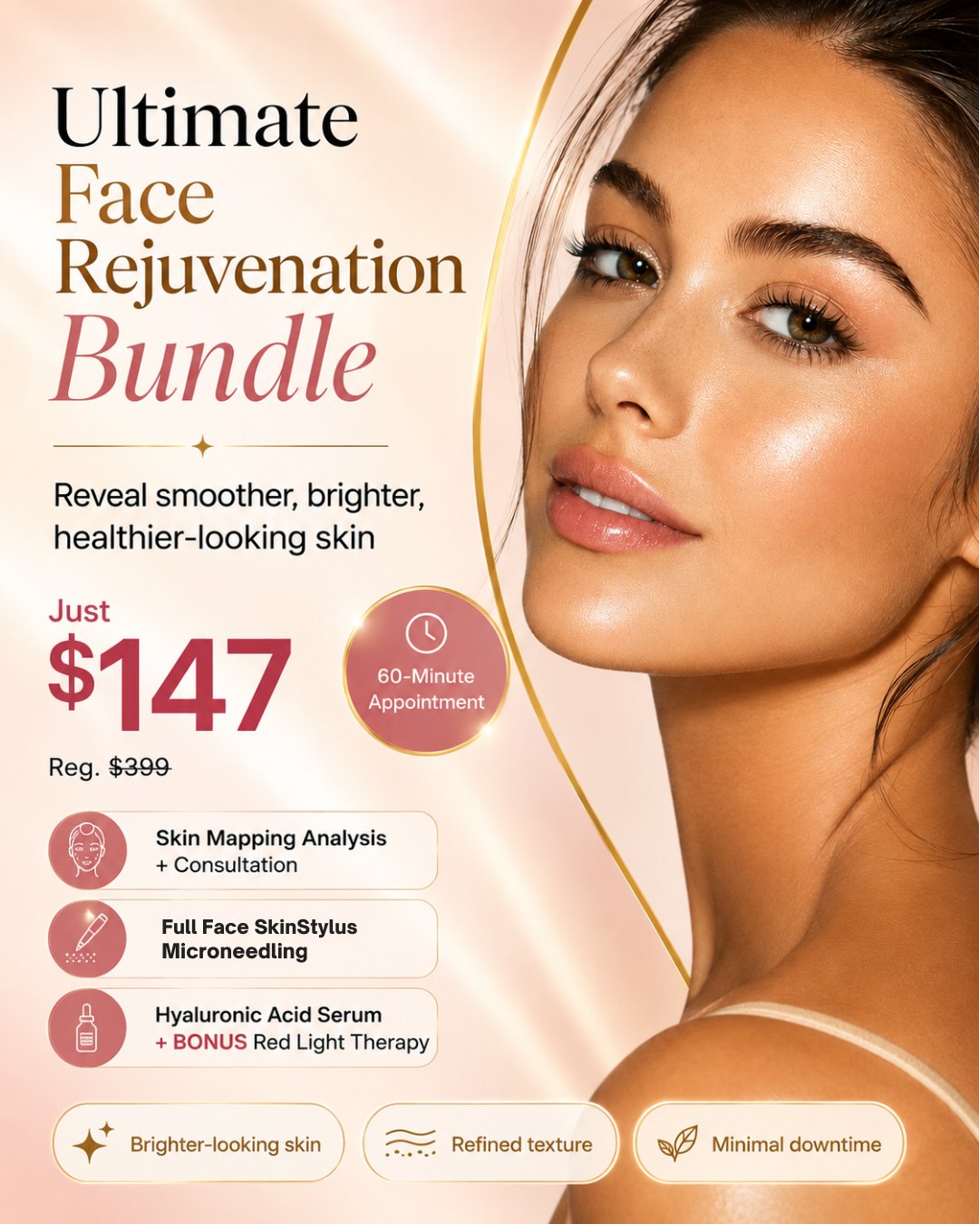 Mind & Body Renew Medical Spa and Psychiatry - 2nd page Facebook ad: Anti-Aging Face Treatment JUST $147 ($350 Value)