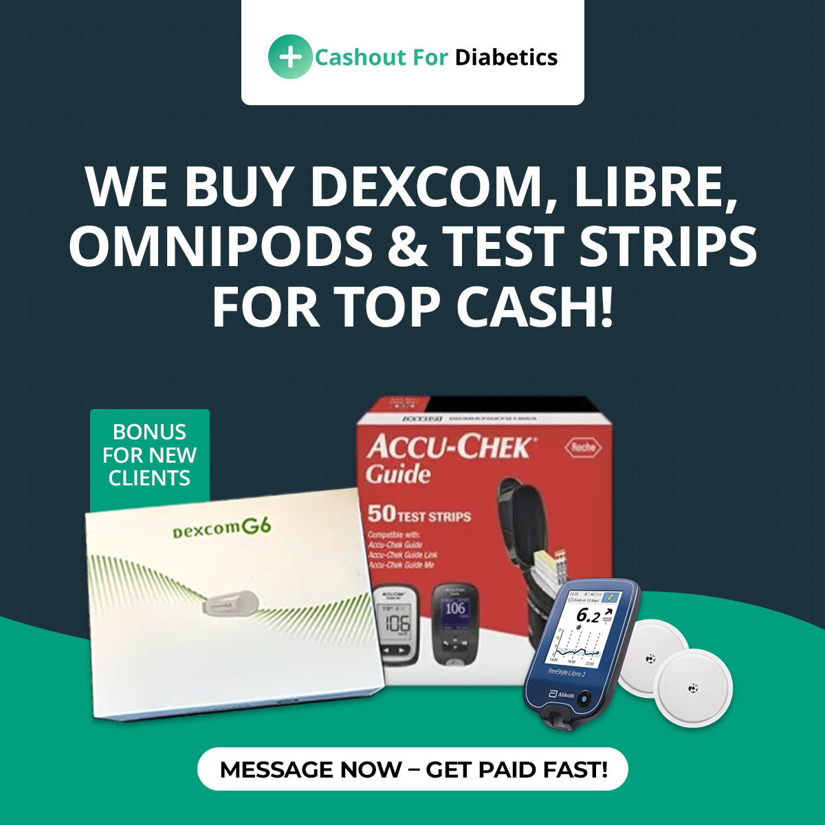 Cashout For Diabetics Facebook ad: Message Now to Get Started!