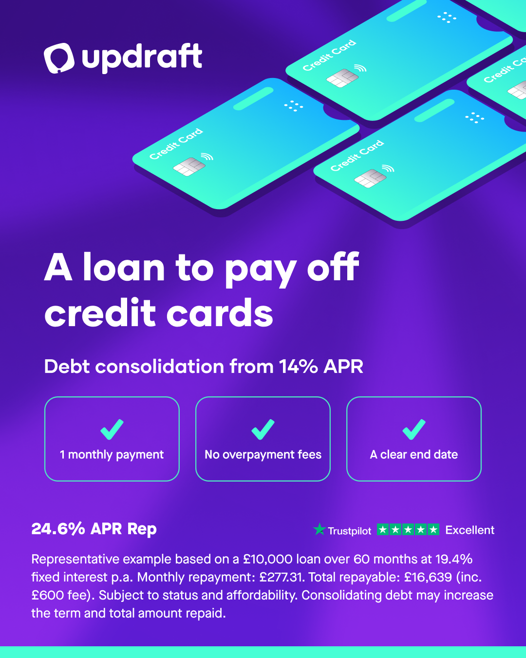 Updraft Facebook ad: Loans from 14% APR