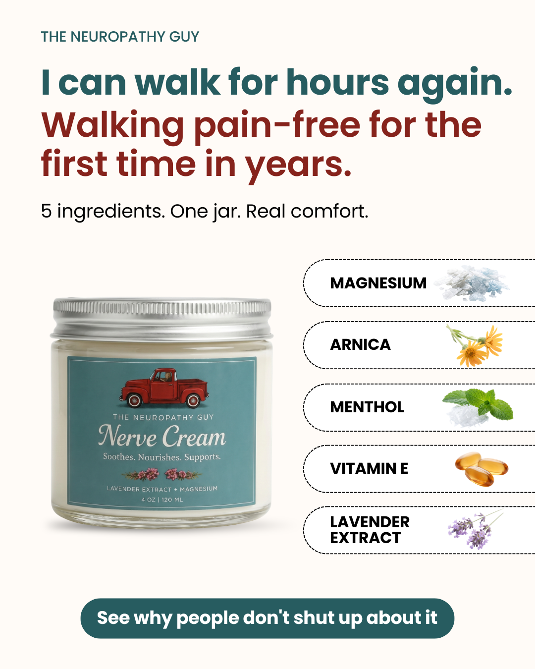 The Nerve Brand Facebook ad: Say goodbye to nerve pain