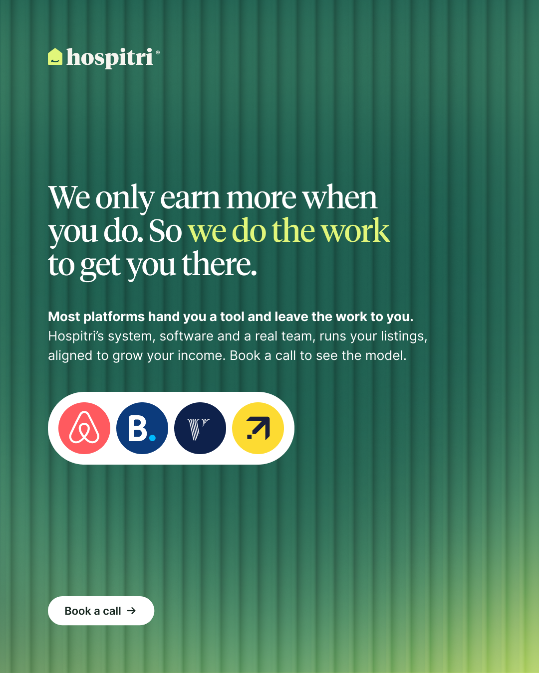 Hospitri Facebook ad: Turn your Airbnb into a booking magnet.