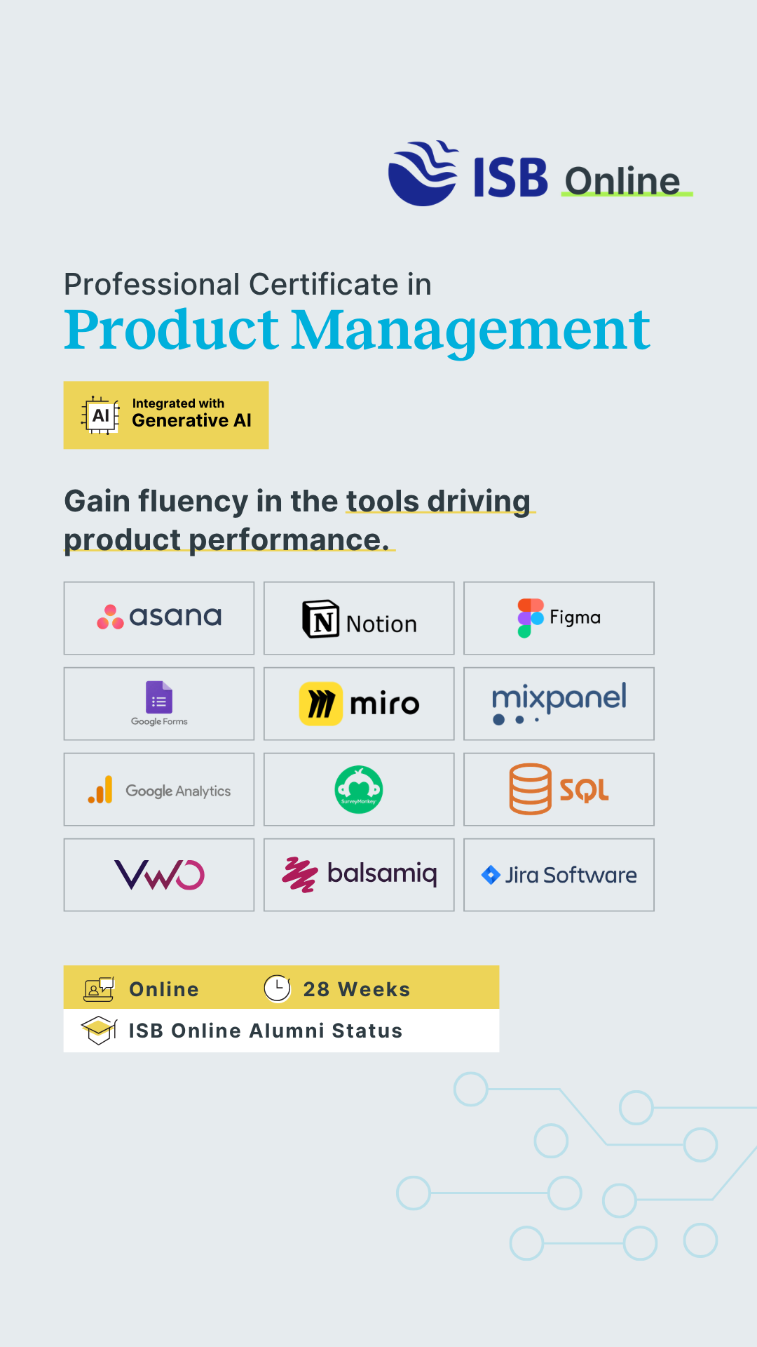 ISB Online's Professional Certificate in Product Management Facebook ad