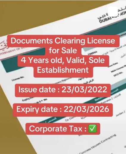 Business Setup / Company Formation Facebook ad: 4-year-old Documents Clearing License for sale!
