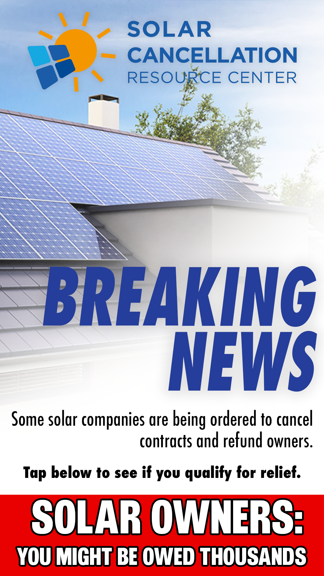 Solar Cancellation Resource Center Facebook ad