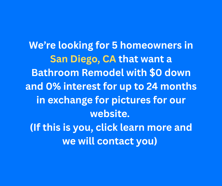 Luxury Bath of San Diego Facebook ad: Refresh Your Bathroom, $0 Down