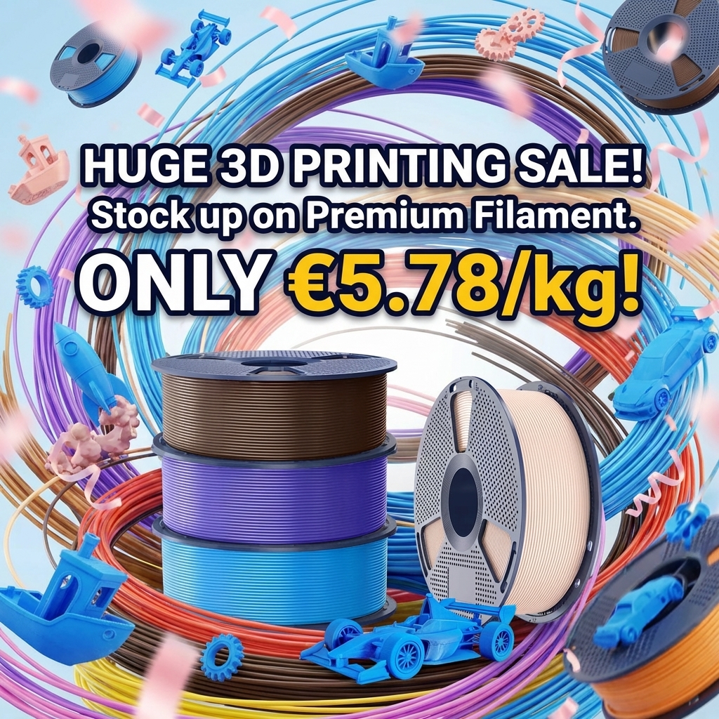 SUNLU EU Facebook ad: Flash Sale: €5.78/KG PLA Filament!