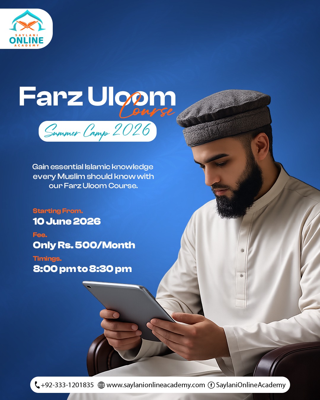 Saylani Online Academy Facebook ad: Summer Camp 2026, Farz Uloom Course