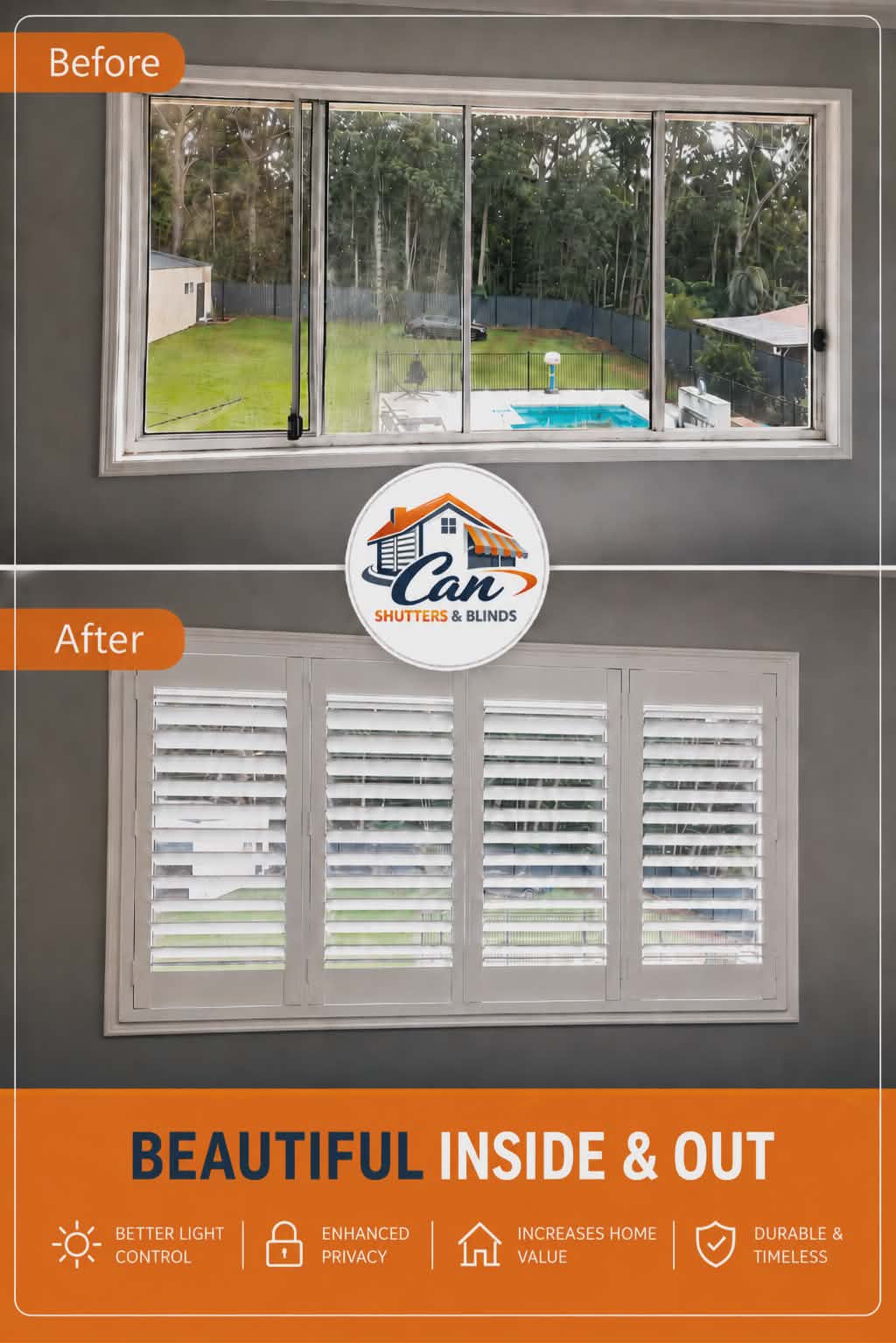 CAN Shutters & Blinds Facebook ad: Local Shutters, Blinds & Awning Specialists