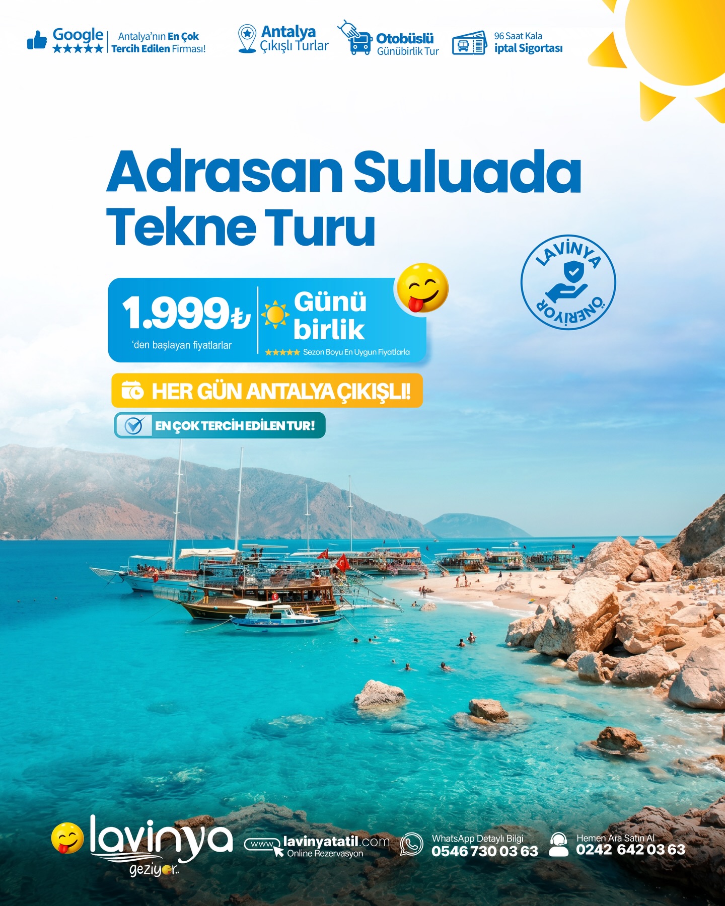 Lavinyatatil.com Facebook ad: ANTALYA’NIN MALDİVLERİ: SULUADA & ADRASAN TEKNE TURU