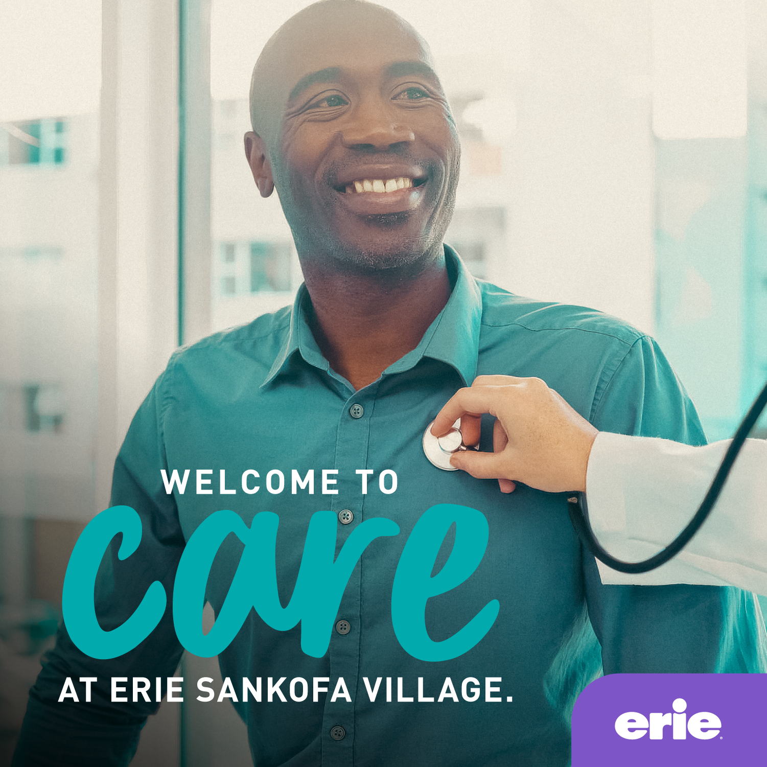 Erie Family Health Centers Facebook ad: Choose Erie Sankofa Village for everyone's care.
