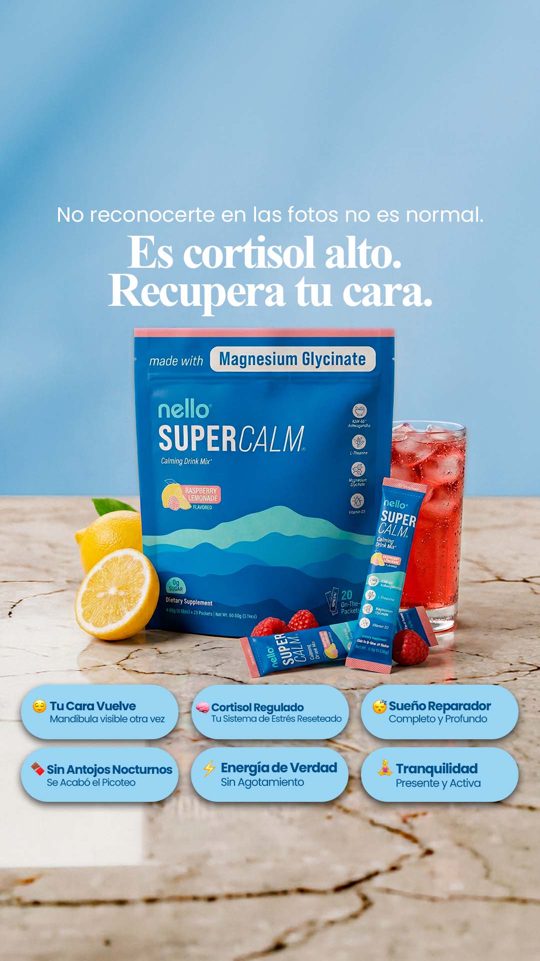 SuperCalm Facebook ad: ЅuреrCаlm: Menos ashwagandha genérica, más Regulador HPA…