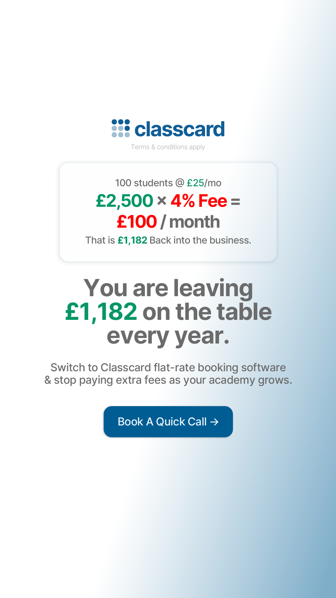 Classcard Facebook ad: Still Paying 4%? Your Software Loves That.
